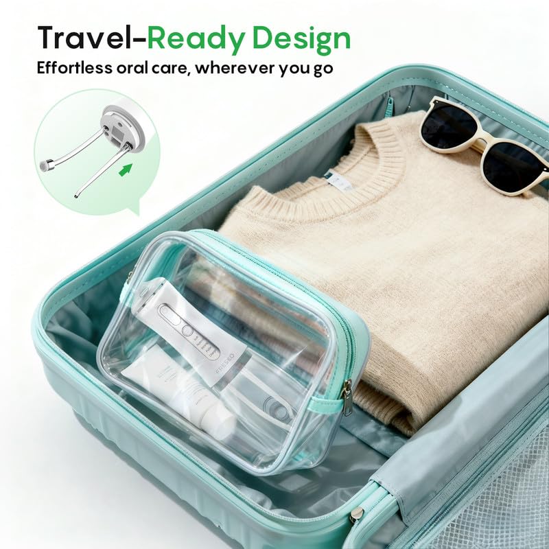 FRESKO Water Dental Flosser, 50-Day Battery Life Oral Irrigator with Constant Pressure, 300ML Water Flosser for Teeth with 5 Nozzles, IPX7 Waterproof, Ideal for Braces and Sensitive Gums