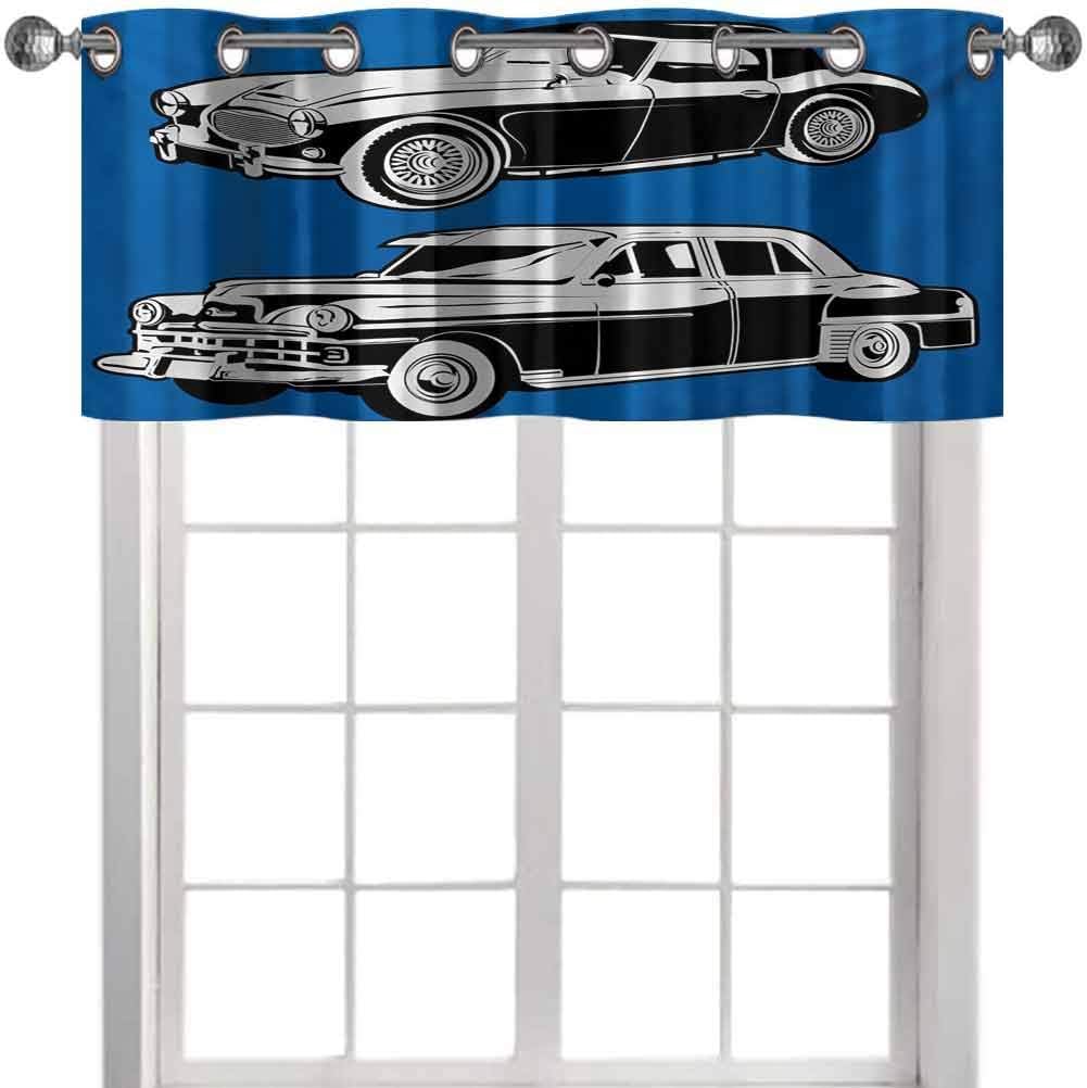 Aishare Store Cars Farmhouse Valance, Black and White Vintage Cars on