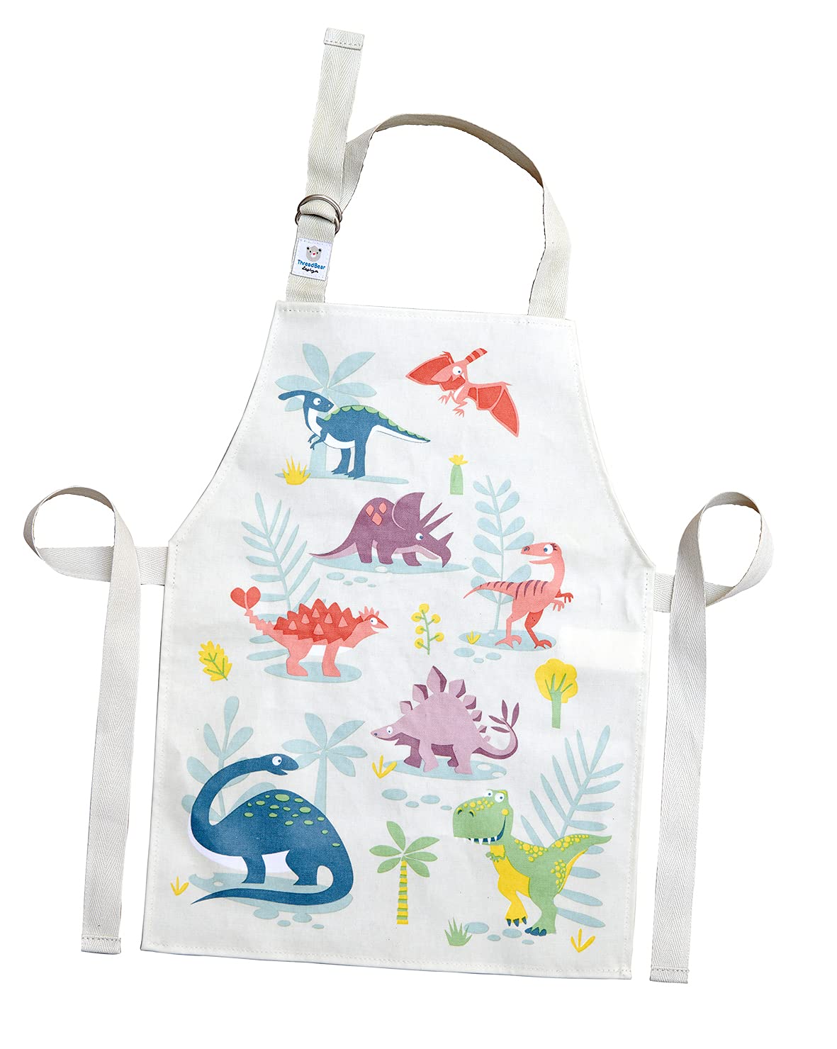 ThreadBear Design Dinosaur Friends Apron for Children - Inspire Creative Craft and Messy Play Time Great for Home School Art Activities for Ages 3+