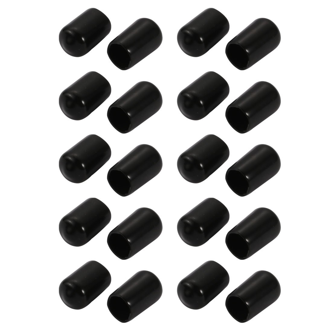 sourcingmap 20Pcs 8mm Inner Dia PVC Flexible Vinyl End Cap Screw Thread Protector Black