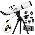 ESAKO Telescope for Adults & Beginners, Astronomical Portable 80mm Aperture Telescope with Phone Adapter, Wireless Remote & Carry Bag