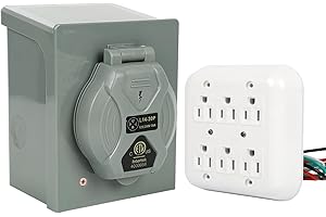 REAENG Portable Generator Pwr Transfer Kit, Generator Transfer Switch 6 Circuit Power Panel 30A Outdoor Power Cord Inlet Box PVC Cement 12 Inch, Emw3790037