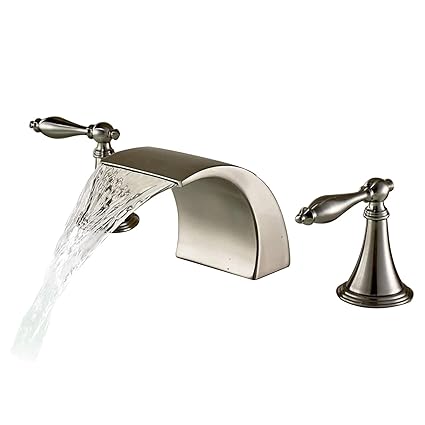 Senlesen Deck Mount Double Handles 3 Holes Waterfall Led Light