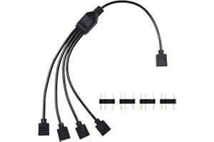 YACSEJAO ARGB Splitter Cable 5V 3Pin Addressable RGB 1 to 4 Splitter Cable with Male Pins for Computer Chassis, CPU Cooler an