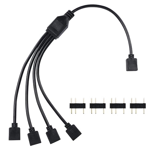 YACSEJAO ARGB Splitter Cable 5V 3Pin Addressable RGB 1 to 4 Splitter ...
