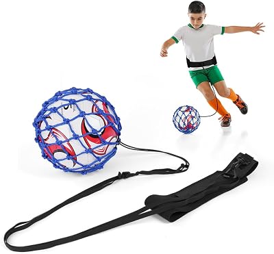 Ainiv Soccer Ball Net Kicker Trainer with Adjustment Belt for Size 3-5 Balls