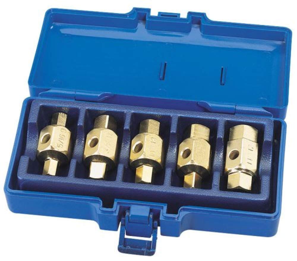 Draper 56627 Car Axle Gearbox Oil Sump Drain Key Plug Kit Set, 5 Pieces , Blue