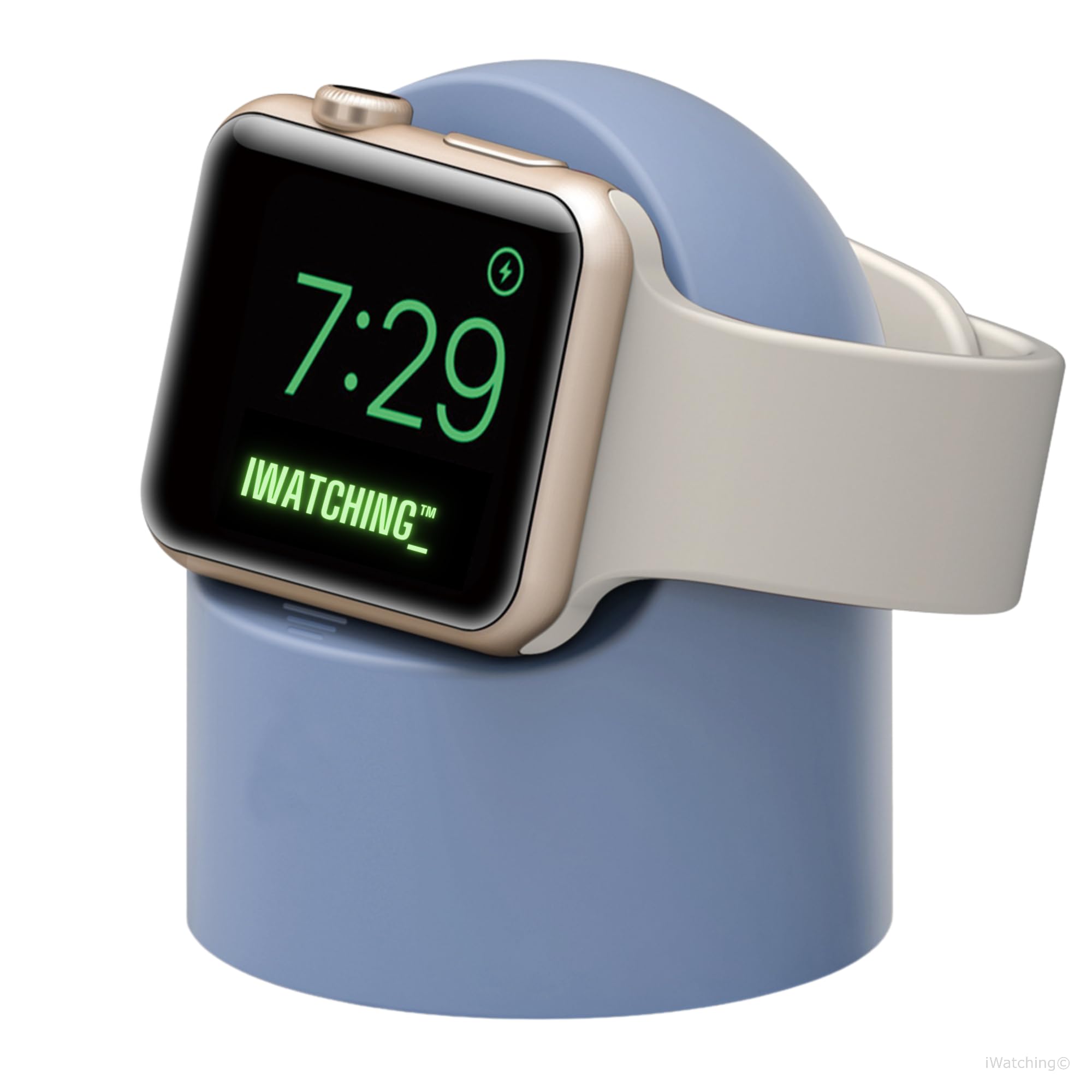 iWatching Charger Stand Silicone Dock Holder for Apple Watch Series Ultra/9/8/SE2//7/6/SE/5/4/3/2/1 (44/42/40/38mm),Supports Nightstand Mode > Adapters NOT Included < (Light Blue)
