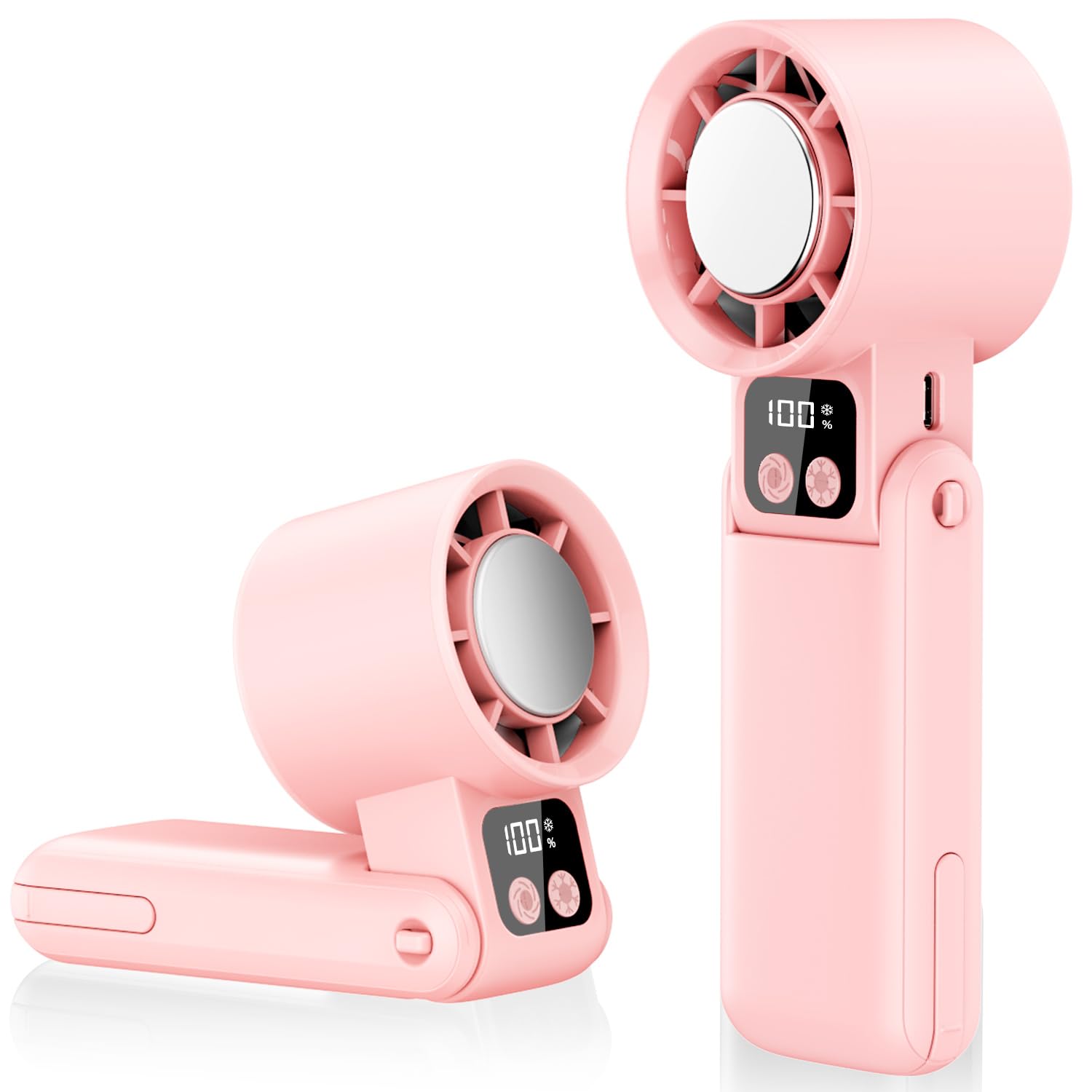 Photo 1 of ***MISSING CHARGER*** WOWF Portable Handheld Fan, 12000RPM Powerful Hand Fan Foldable with Air Turbo Tech Cooling,Turbo Fan for Indoor Outdoor Activities, Travel, Working (Pink)