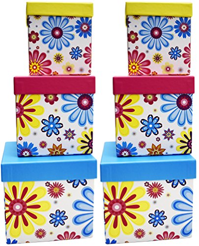 Alef Elegant Decorative Themed Nesting Gift Boxes -6 Boxes- Nesting Boxes Beautifully Themed and Decorated - Perfect for Gifts or Simple Decoration Around the House! (Floral Petals) - Thumbnail 7