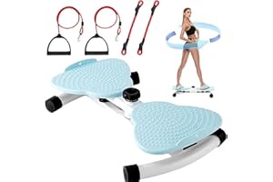 COSIBOA Sport Exercise Twist Board, Aerobic Waist Twister with Loop Resistance Bands,Slimming and Foot Massage53.5 * 35.5CM (Blue)