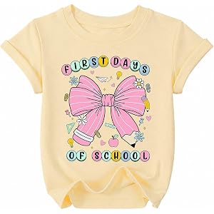 Happy First Day of School Shirt Kids Toddler Girls Back to School Top 4-12Y | First Day of Kindergarten Shirt, 1st Day of Sch