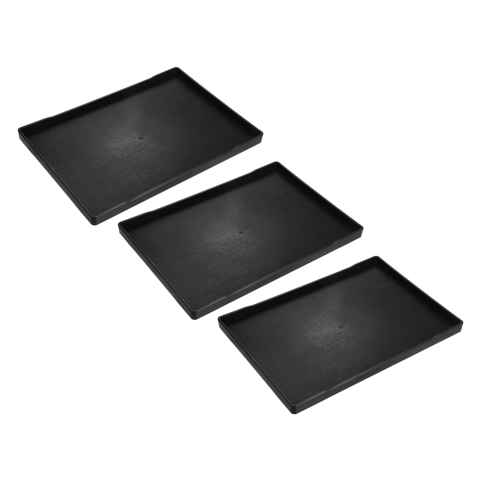uxcell 3Pcs Serving Tray Small Black Mini Tray 9" x 13" Plastic Rectangular Wooden Serving Trays Decorative Ottoman Platter for Breakfast Kitchen Bathroom