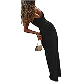 SOLY HUX Women's Elegant Mesh V Neck Bodycon Maxi Dress Summer Cocktail Party Wedding Guest Long Cami Sundresses