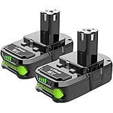 Powilling 2Packs 3.5Ah Battery Replacement for Ryobi 18V Battery, P102 Lithium for Ryobi 18V Cordless Tools P108 P107 P105 P104 P103