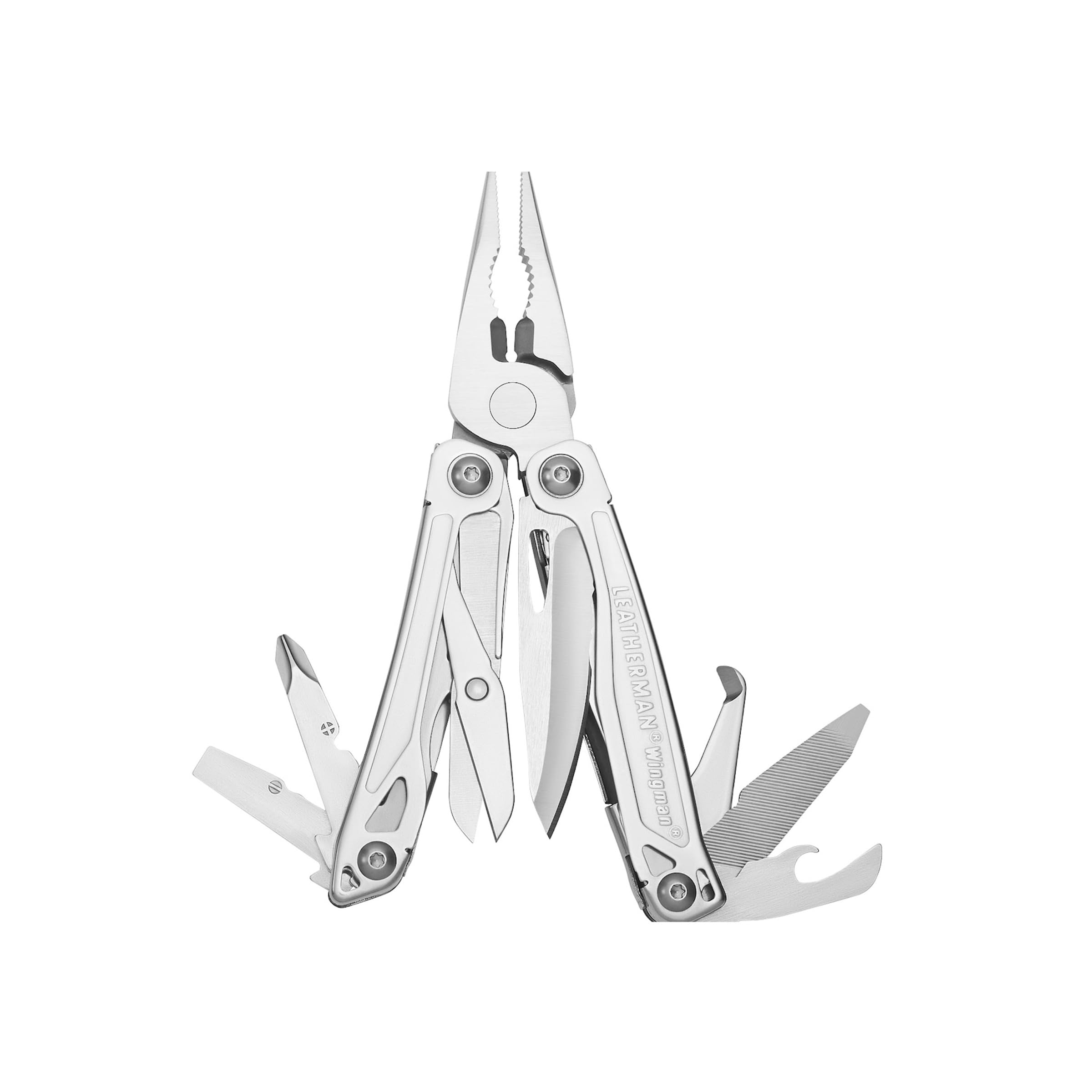 LEATHERMAN, Wingman Multiherramienta con alicates y tijeras de acción de resorte, acero inoxidable