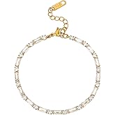 AVEKENY 18K Gold Plated Multi-Color Classic Tennis Bracelet for Women Dainty Color 3mm Rainbow Cubic Zirconia Bracelet Adjustable CZ Gold Bracelets Trendy Summer Jewelry Gift