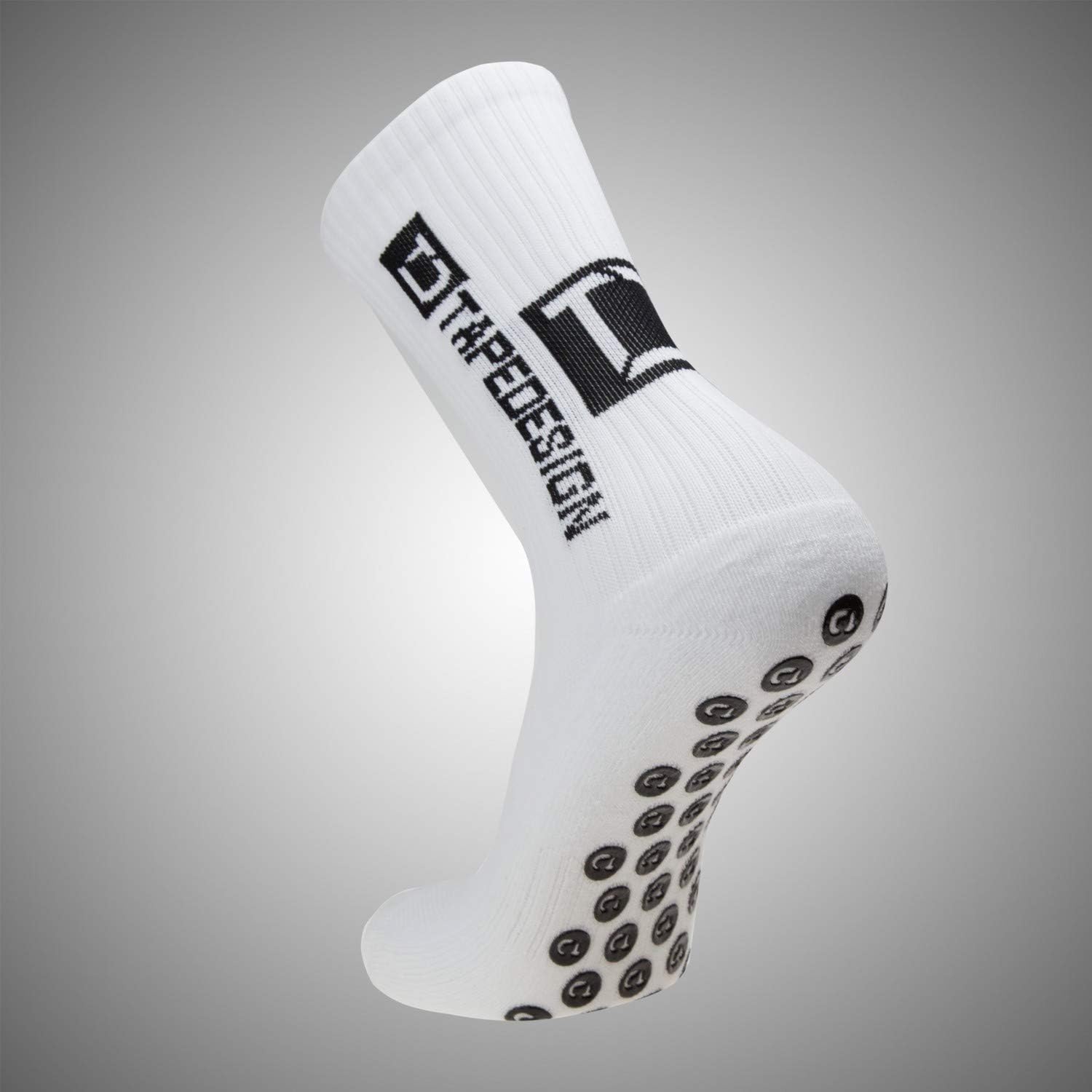 Tapedesign Mens Classic Grip Socks Cotton White One Size - Image 3