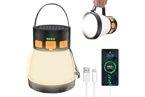 ITONCS LED Camping Lantern, 1500 Lumens Camping Lantern Rechargeable with Solar Panel Charging, Waterproof, 8 Light Modes, 7500mAh Power Bank, Camping Flashlight for Hurricane Emergency, Hiking, Outdoor