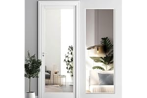 Otlsh 14"×48" Door Mirror,Full Length Mirror, Over The Door, Wall Mirror, Thin Frame, Aluminum Alloy, for Bedroom, Living Room, Entryway -White