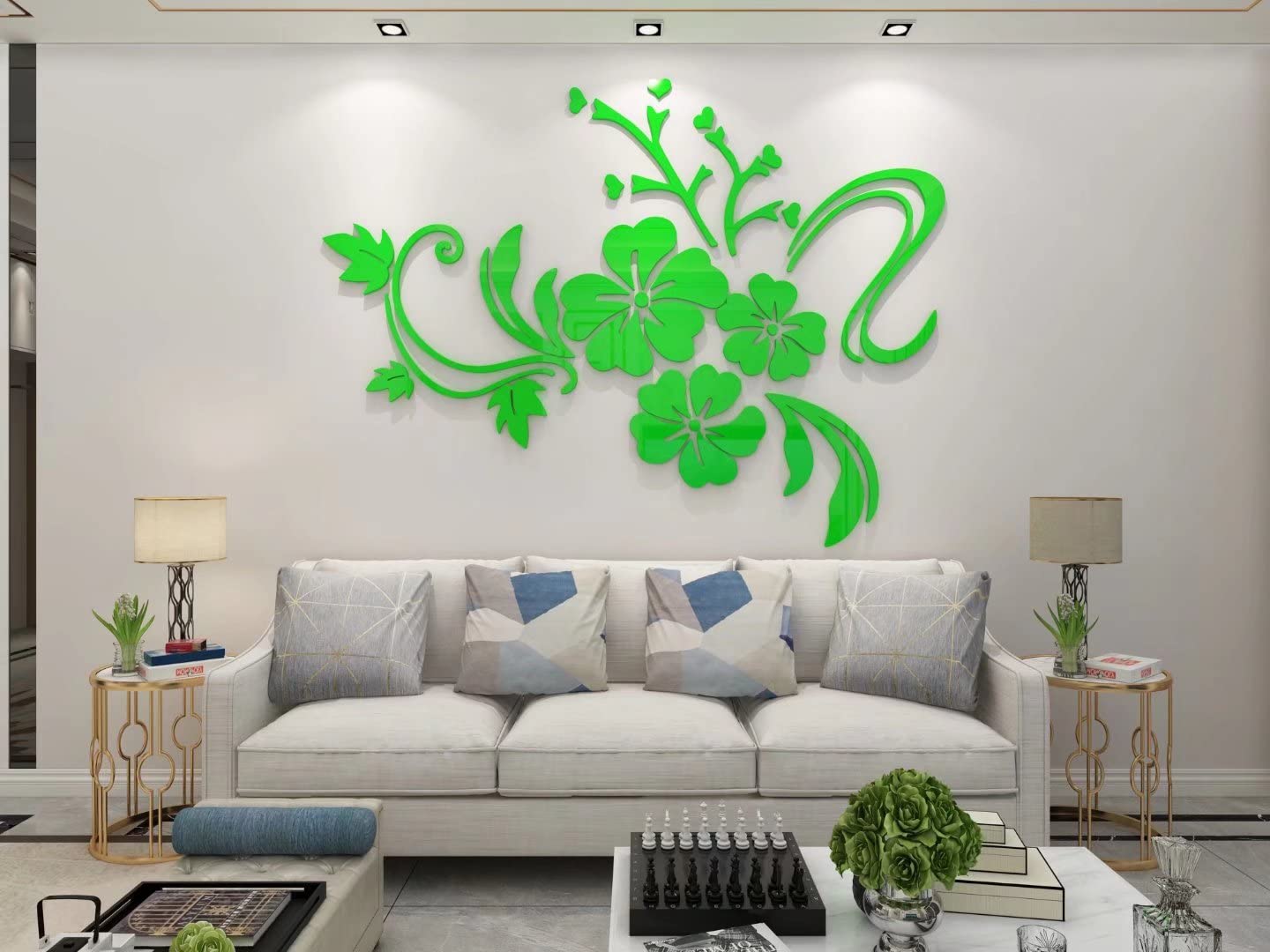 guangmu 3D Wall Sticker Floral Mirror - DIY Art Flower Decoration Stickers Lotus Decals Acrylic Mirror Wall Stickers Home Living Room Bathroom TV Background Decor Mural — image 1