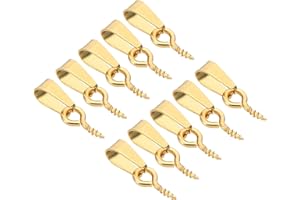 PATIKIL 15x4mm Screw Eye Pins Peg Bail, 10Pcs Small Stainless Steel Cup Pear Eyelet Screw Eye Pins for Jewelry Making Earring DIY Beads Craft, Gold