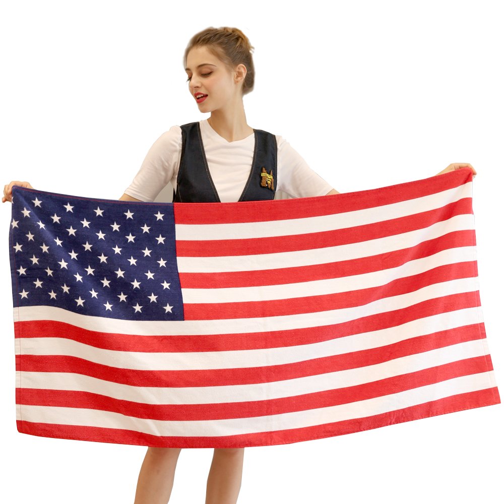 American Flag Beach Towel 100% Cotton Soft Bath Blanket 28x55inch