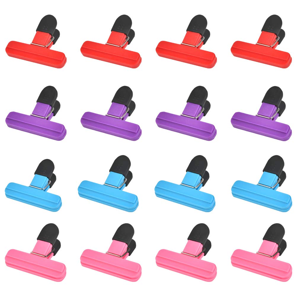 FOROREH 16pcs Heavy Duty Plastic Food Bag Clips - Air Tight Seal Clips for Snack, Coffee, Potato Bags