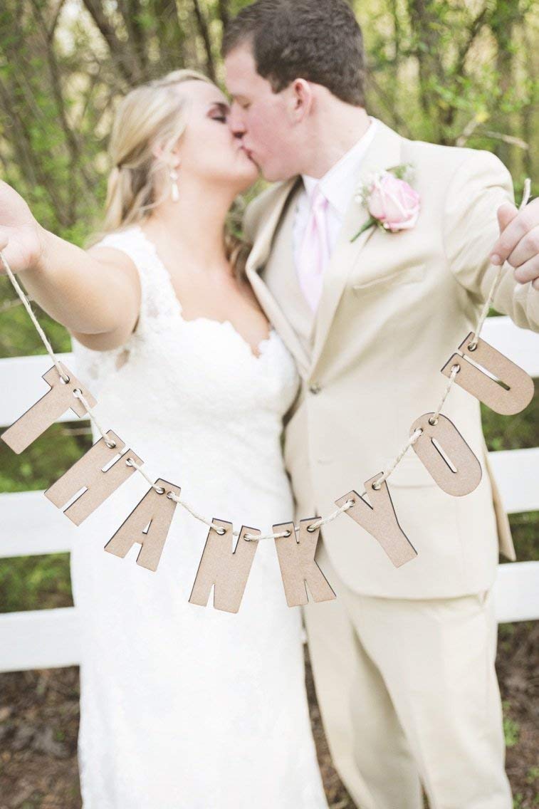 Amazon Com Thank You Banner For Thank You Cards Or Wedding Photos Hanging Banner Sign Wooden Letters Thank You Wedding Photo Prop Photography Ideas For Wedding Handmade