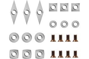 DEEFIINE 15Pcs Tungsten Carbide Cutters Inserts Set for Wood Lathe Turning Tools (11mm Square, 11mm Square with Radius R50,12mm and 8.9mm Round,30x10mm Diamond with Sharp Point With 8pcs Screws)