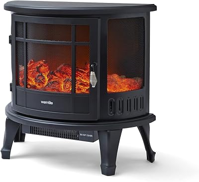 Warmlite WL46017 Bath Log Effect Fire 1800W Adjustable Thermostat Black