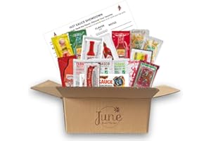 Hot Sauce Variety Pack Box 40 Single Serve Packets Up to 15 Brands Gift Box for Hot Sauce Lovers Travel Lunches Meal Prep by June Street Market