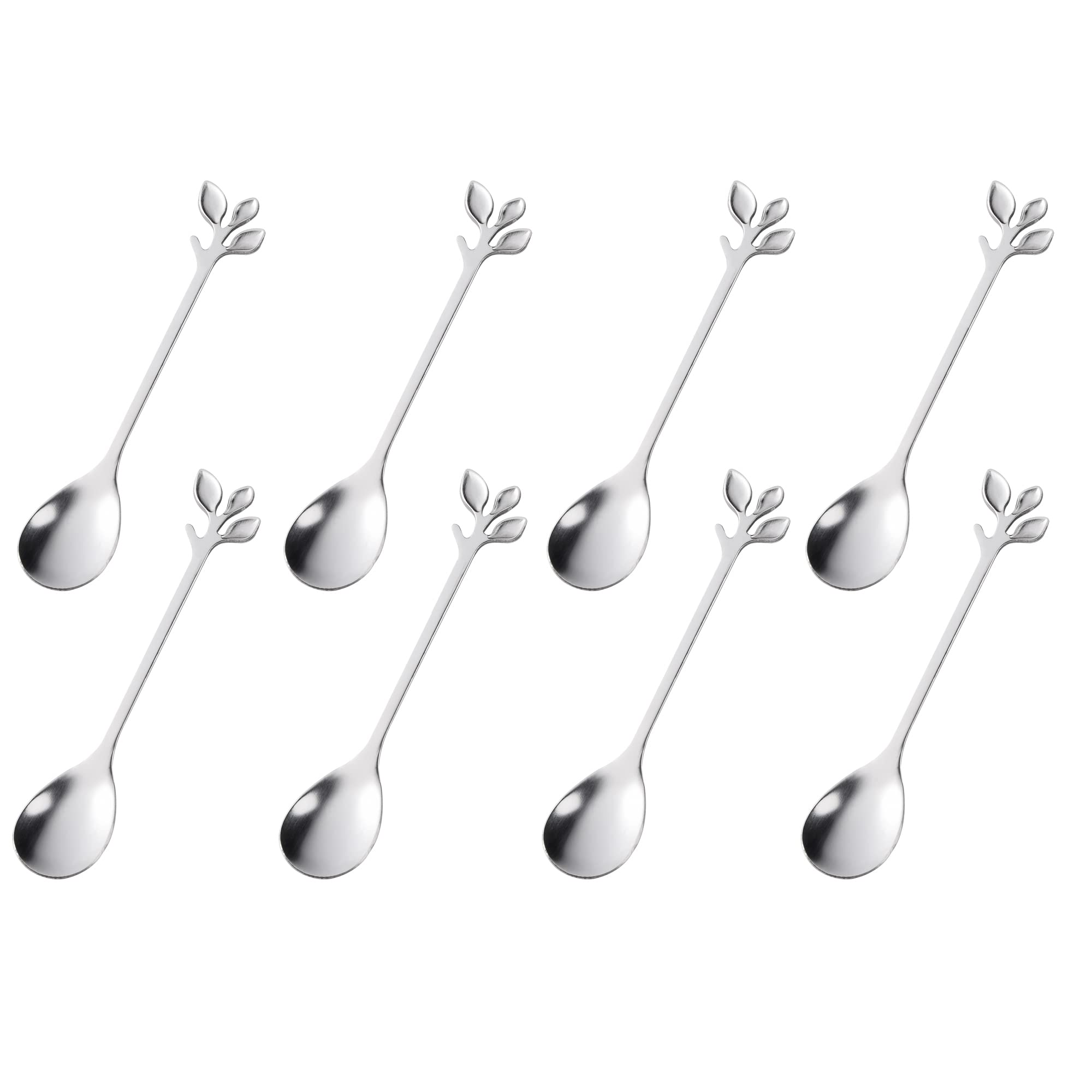dcieiosul Silver Stainless Steel Mini Coffee Espresso Spoon, Tableware Flatware Dessert Teaspoons Soup Spoons Set of 8, 4.9 inch Specialty Demitasse Stirring Spoons