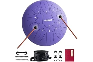 Ubblove Steel Tongue Drum - 11 Notes 10 Inch Handpan Drums D Major Percussion Music Instrument with Accessories for Adults Musical Education Meditation Concert Yoga Gift (Purple)