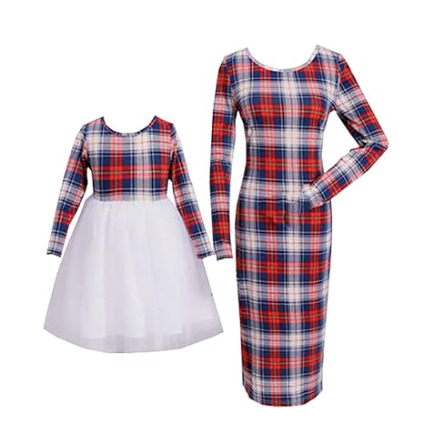 Loalirando Schönes Mutter Tochter Kleider Matching Outfits Christmas Patnerlook Kleid Spitzen Prinzessin Kleid