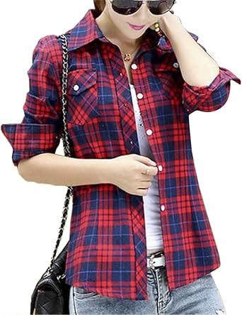 women's slim fit plaid shirt