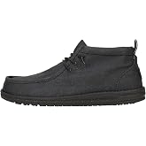 HEYDUDE Men's Wally Mid GripR Workwear Boot | Canvas Upper | Elastic Laces, Easy On Heel Pull Tabs, Removable Foam Insole, Lightweight Flexible Outsole, Added Traction, 4.5 Inch Height