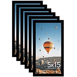 JCJMY 5x15 Black Picture Frame Set of 6, Horizontal