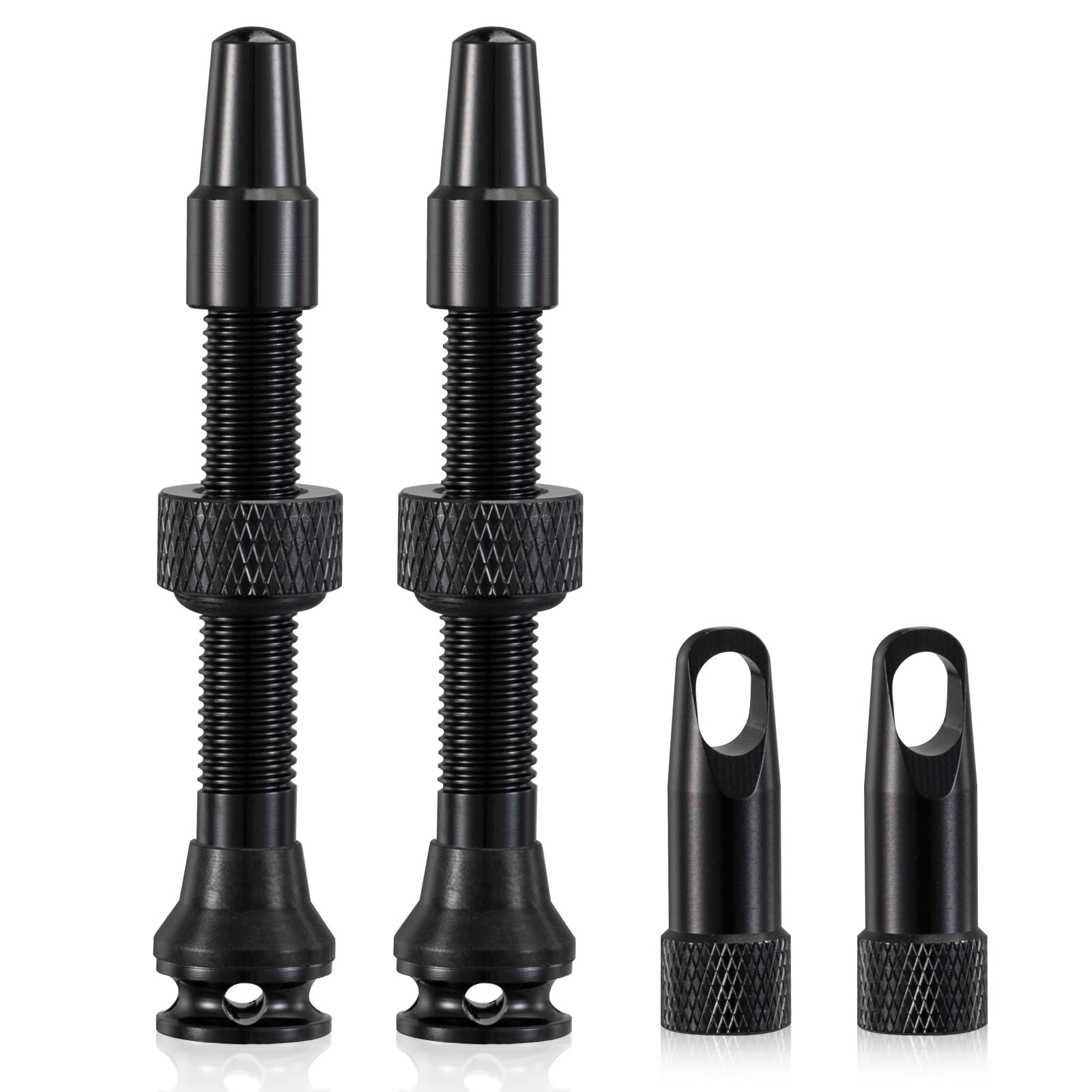 HZJD 2PCS Bike Tubeless Presta Valve Stem, Black, Integrated Core Removal Tool(44 mm)