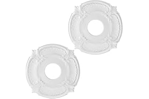 SINGVON 2 Pcs Ceiling Medallion for Light Fixtures and Ceiling Fans, Round White Finish,12"OD x 3.5"ID (Fit Canopy Up to 5.7")