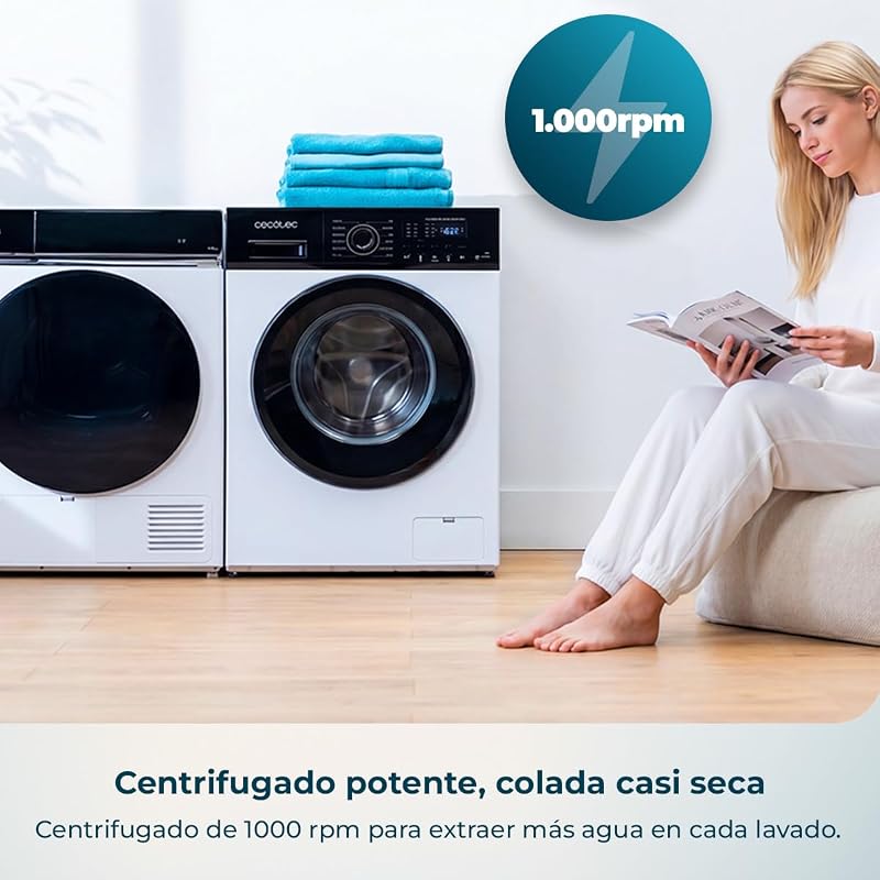 Bolero Dresscode 6150 Inversor de Máquina de Lavar de Lavar de Carga Frontal Um Kit HairCatch. 1650W, 1000 rpm, 12 programas, motor Inverter Plus, Steam Max, Drum Clean, Delay Start e Child Lock.