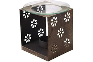 BWRMHME Oil Lamps Romantic Iron Oil Burner with Glass Dish Aromatherap Candle Holder Incense Lamp Fragrant Oil Warmer Candlestick Holder Aroma Diffuser Furnace Home Decor