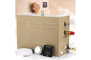 Hapyvergo Steam Shower Generator Kit 12KW for Bath Sauna SPA, Aromatherapy Steam Head, Self-draining System, LED Waterproof Controller, for Commercial Home Use…