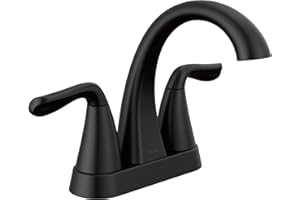 Delta Arvo Centerset Bathroom Faucet, Matte Black 2-Handle Bathroom Faucet, Delta Bathroom Sink Faucet, Black 3-Hole Bathroom Faucet, Matte Black 25840LF-BL