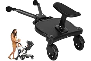 DRIZZLEN Universal Stroller Board with Detachable Seat,2in1 Sit and Stand Stroller Glider Board for Most Strollers,Holds Children Up to 55lbs (Black)