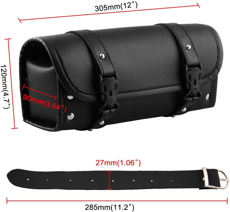 Motorcycle Tool Bag, Universal PU Leather Motorcycle Fork Bag, Saddle Roll Bags, Handlebar Bag, Sissy Bar Storage Tool Pouch for Yamaha Honda Sportster Softail Dyna Kawasaki Suzuki Ducati KTM: Automotive