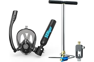 SEBIGER Snorkel Mask Mini Scuba Tank 0.5L Up to 6 Minutes Underwater Breath Within 30ft Diving Depth Small Diving Tank with Full Face Diving Mask for Shallow Water