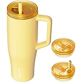 KISSKIND 40 oz Lumispin Tumbler with Handle and Hidden Straw, 100% Leak Proof Water Cup with Handle, Insulated Water Bottle for Travel, Mom, Nurse, Teacher, Student, Butter Yellow