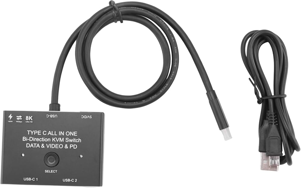 Oikabio KVM Switch USB C 8K 30Hz 100W PD Bidirectional 1x2 2x1 Data Video