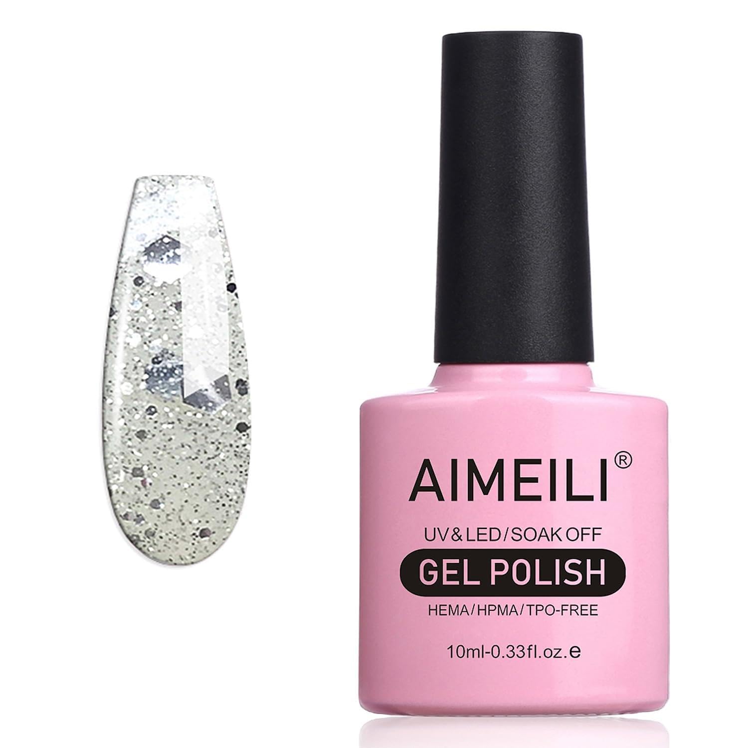 AIMEILI Soak Off UV LED Clear Glitter Gel Nail Polish - Marbled (034) 10ml